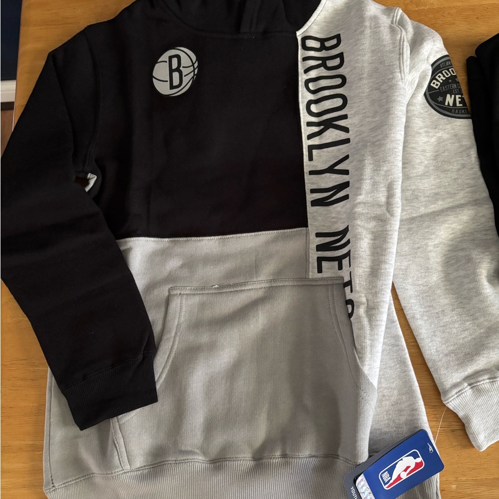 Brooklyn Nets Black and Gray Hoodie